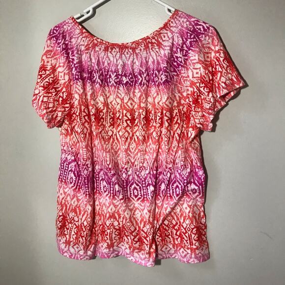 Lauren Ralph Lauren XL cotton short sleeve bright tassel tie scoop neck top - Picture 2 of 8